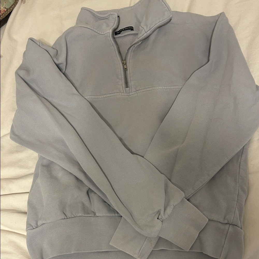Brandy Melville Men's Sky Blue Zip-Up Sweater
